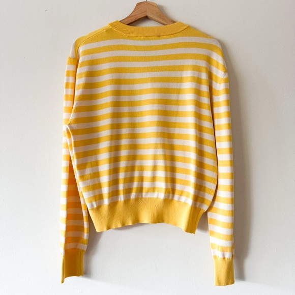 Zara Yellow Striped Women’s Sweater Cardigan Size Large - Picture 5 of 9